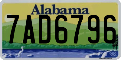 AL license plate 7AD6796