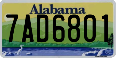 AL license plate 7AD6801