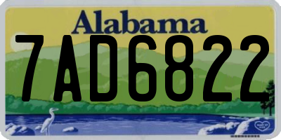 AL license plate 7AD6822