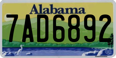 AL license plate 7AD6892
