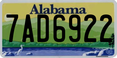 AL license plate 7AD6922