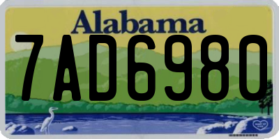 AL license plate 7AD6980