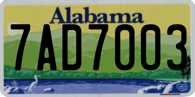 AL license plate 7AD7003