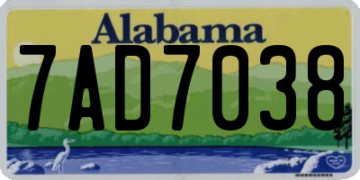 AL license plate 7AD7038