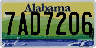 AL license plate 7AD7206