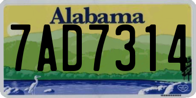 AL license plate 7AD7314
