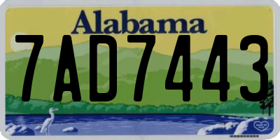 AL license plate 7AD7443