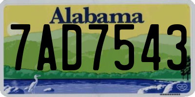 AL license plate 7AD7543