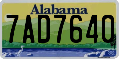 AL license plate 7AD7640