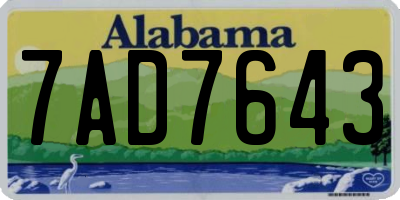AL license plate 7AD7643