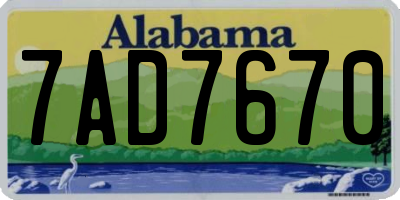 AL license plate 7AD7670