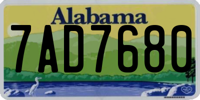 AL license plate 7AD7680