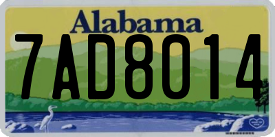 AL license plate 7AD8014