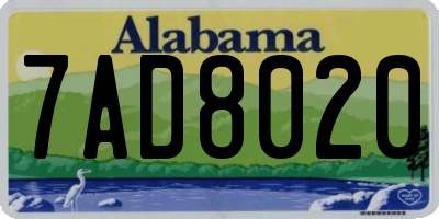 AL license plate 7AD8020