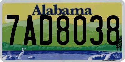 AL license plate 7AD8038