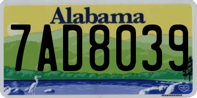 AL license plate 7AD8039