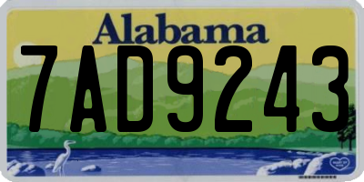 AL license plate 7AD9243