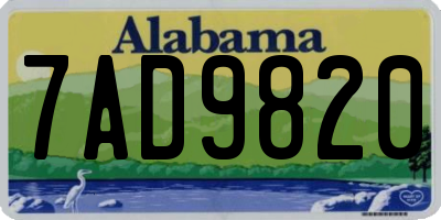 AL license plate 7AD9820