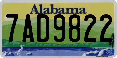 AL license plate 7AD9822