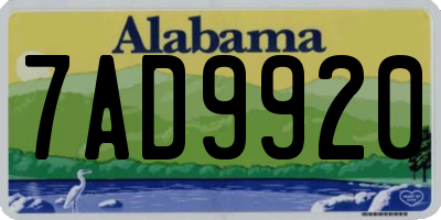AL license plate 7AD9920