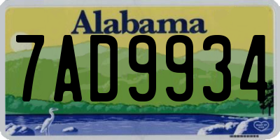AL license plate 7AD9934