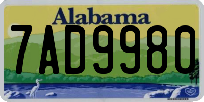 AL license plate 7AD9980