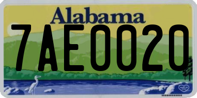 AL license plate 7AE0020