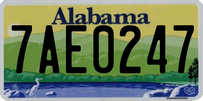 AL license plate 7AE0247