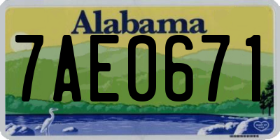 AL license plate 7AE0671