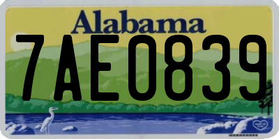 AL license plate 7AE0839