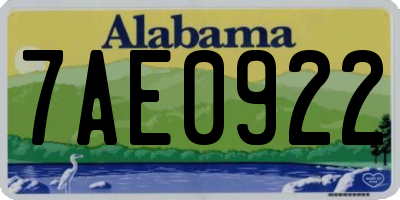 AL license plate 7AE0922