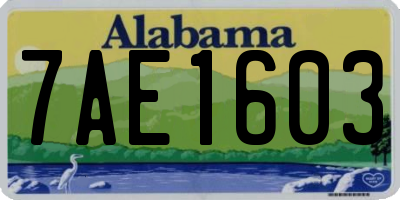AL license plate 7AE1603