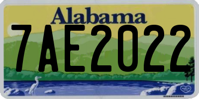 AL license plate 7AE2022