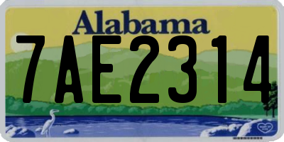 AL license plate 7AE2314