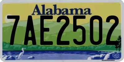 AL license plate 7AE2502
