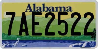 AL license plate 7AE2522