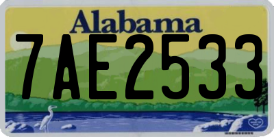 AL license plate 7AE2533