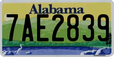 AL license plate 7AE2839
