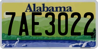AL license plate 7AE3022