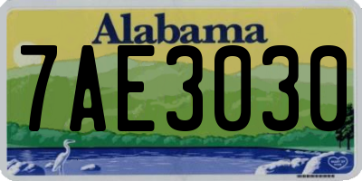 AL license plate 7AE3030