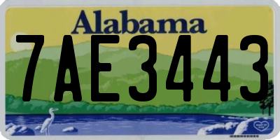 AL license plate 7AE3443