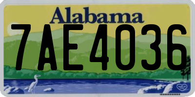 AL license plate 7AE4036