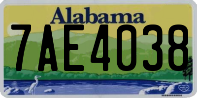 AL license plate 7AE4038