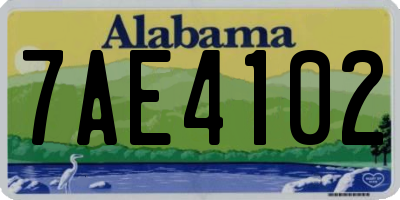 AL license plate 7AE4102