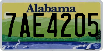 AL license plate 7AE4205