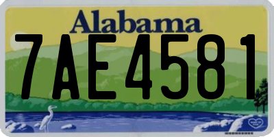 AL license plate 7AE4581