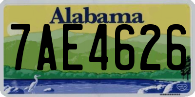 AL license plate 7AE4626
