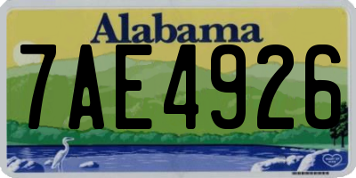 AL license plate 7AE4926
