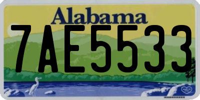 AL license plate 7AE5533