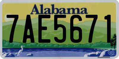AL license plate 7AE5671